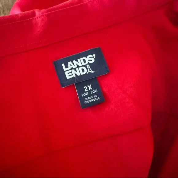 NWOT Lands’ End red 100% cotton button front shirt 2X - Picture 8 of 11